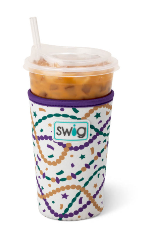 Swig Life Small Iced Cup Coolie - Neoprene Insulator Sleeve For 22oz Cups, With Handle, High Tide Pattern