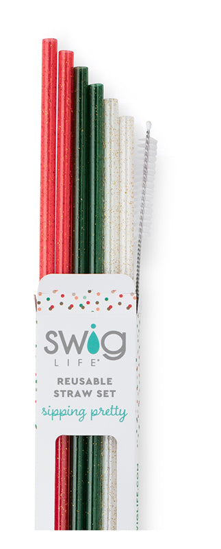 Swig Reusable 3 Pc Straw Packs (2 straws 1 brush) – Saltwater and