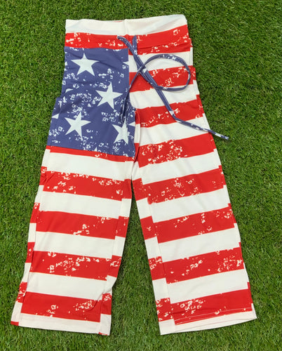 Red white and blue stripe lounge Pants kids and adult