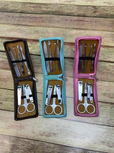 Leatherette 7 Piece Manicure Sets (Perfect for Engraving)