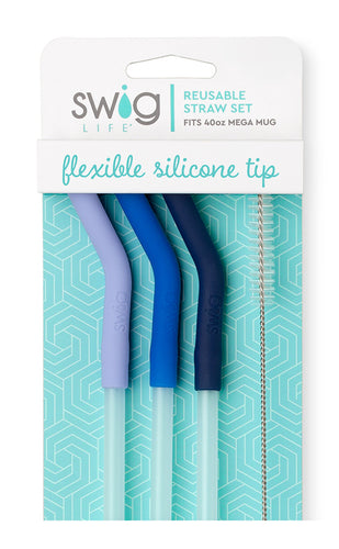 Swig Silicone Tip Reusable straws for the 40oz Tumblers (3straws 1brush)