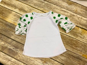 St.Patricks 4 Leaf Clover Ruffle Raglans