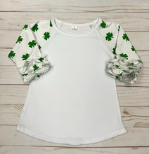 St.Patricks 4 Leaf Clover Ruffle Raglans