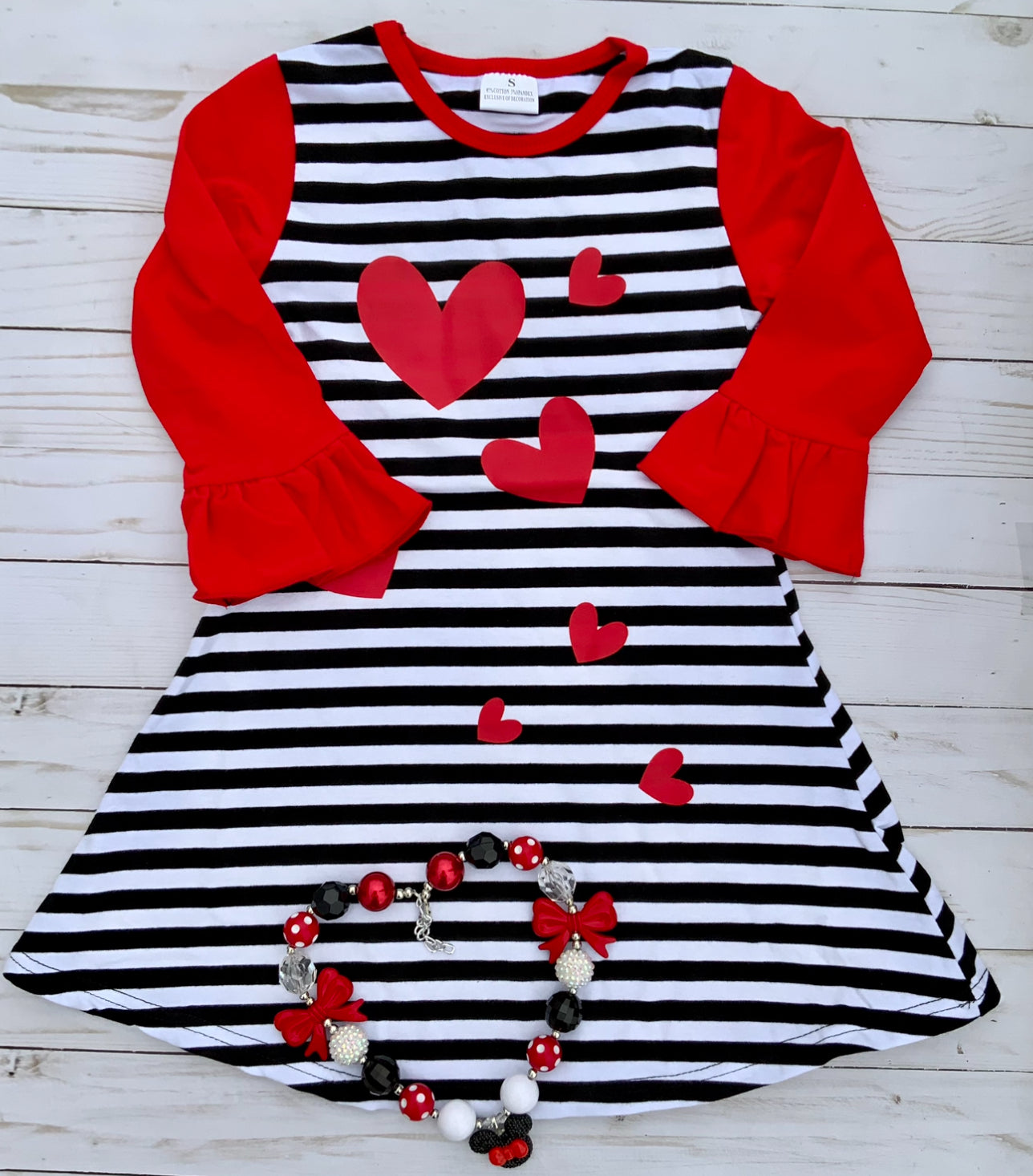 Valentine Dress with Hearts and Stripes