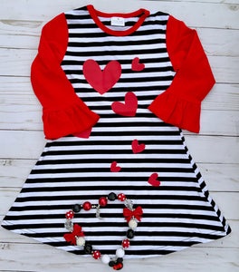 Valentine Dress with Hearts and Stripes