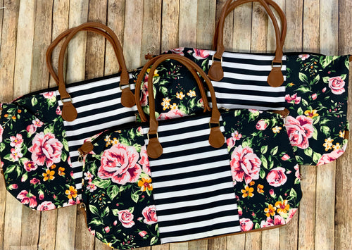 Stripe and Floral Weekender Bags (Flaws)