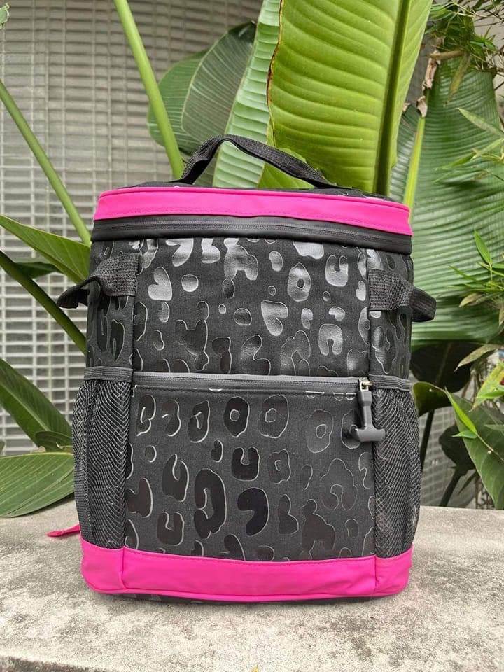Fiona Leopard with Pink Trim BackPack Cooler