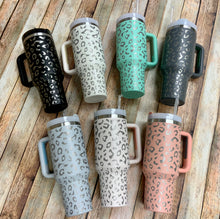 Laser Engraved Leopard  40oz Tumblers with Handles