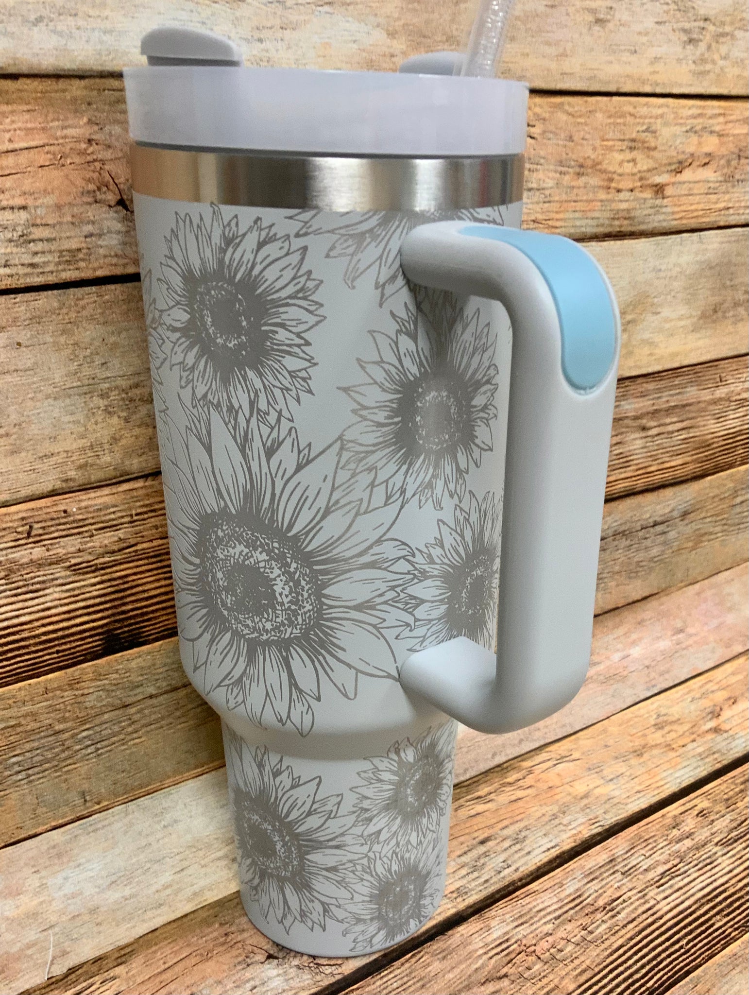 40 oz Sunflower Cream and Copper Laser Engraved Travel Tumblers with  Handle: Custom Tumblers & Cups – LuLu Grace