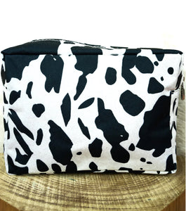 Black and White Holstein Cow Large Accessory/Cosmetic Bag