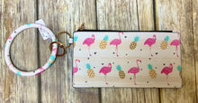 Tropical Flamingo Faux Leather Keyring Wallet/Wristlet