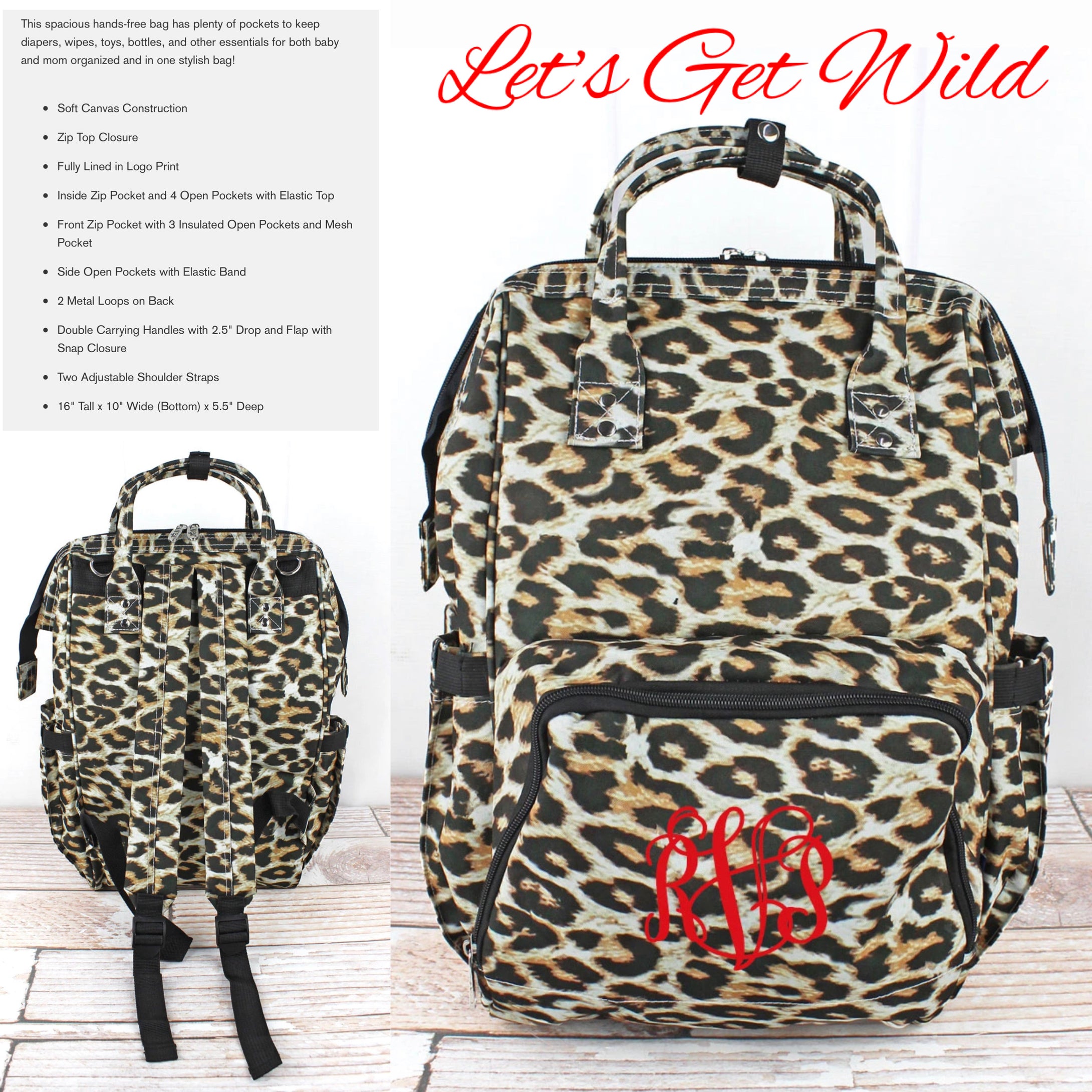 Wild Leopard Diaper Bag Backpack