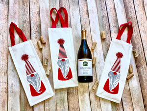 Gnome Wine/Champaign/ Canvas Gift Bags 13.5x5x5