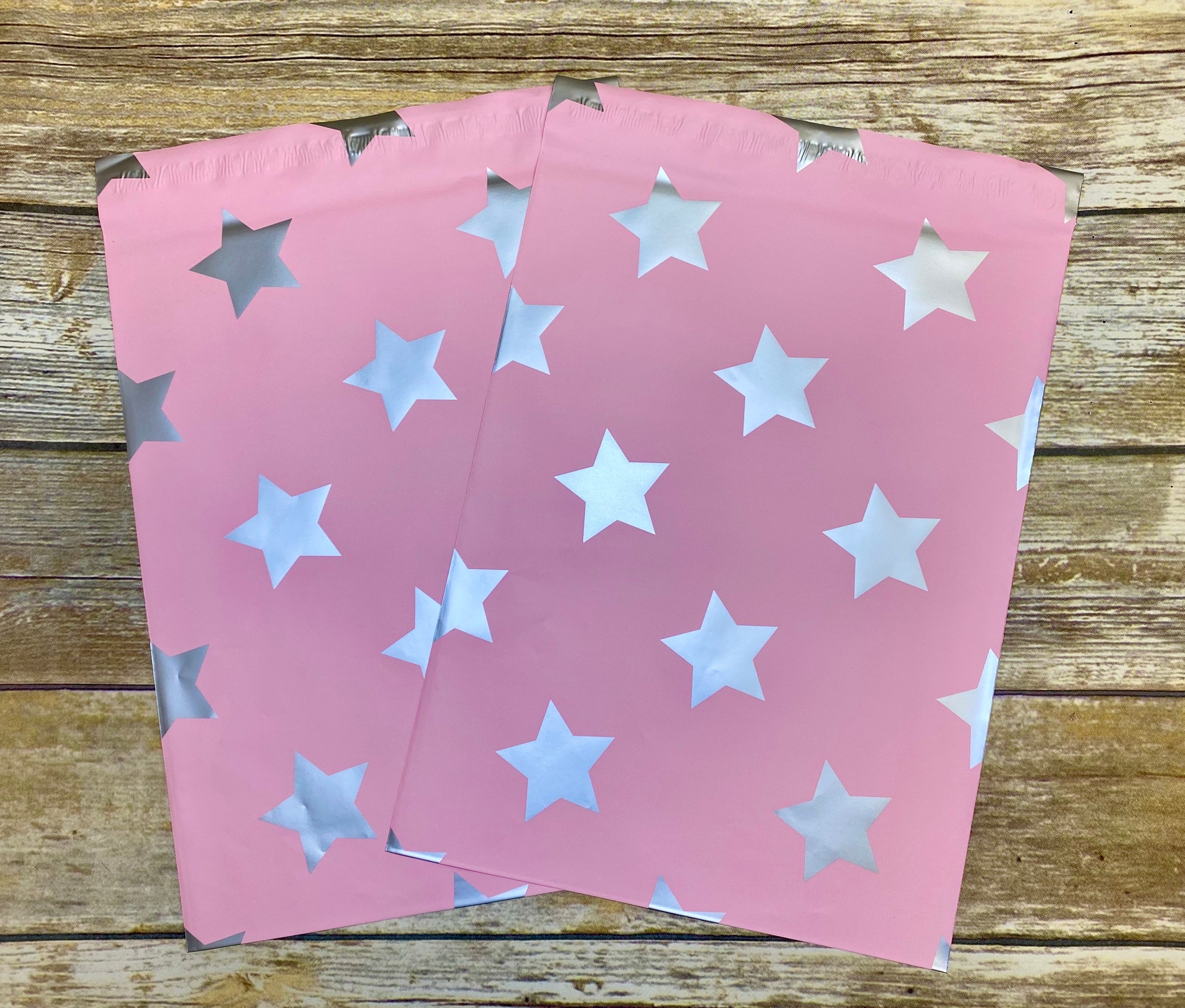 Pink with Shinny Silver Stars  Poly Mailers Collection