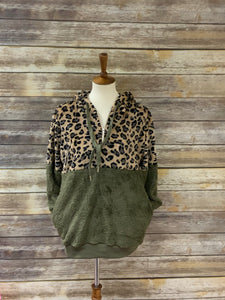 Leopard Soft Sherpa Hooded Pullover