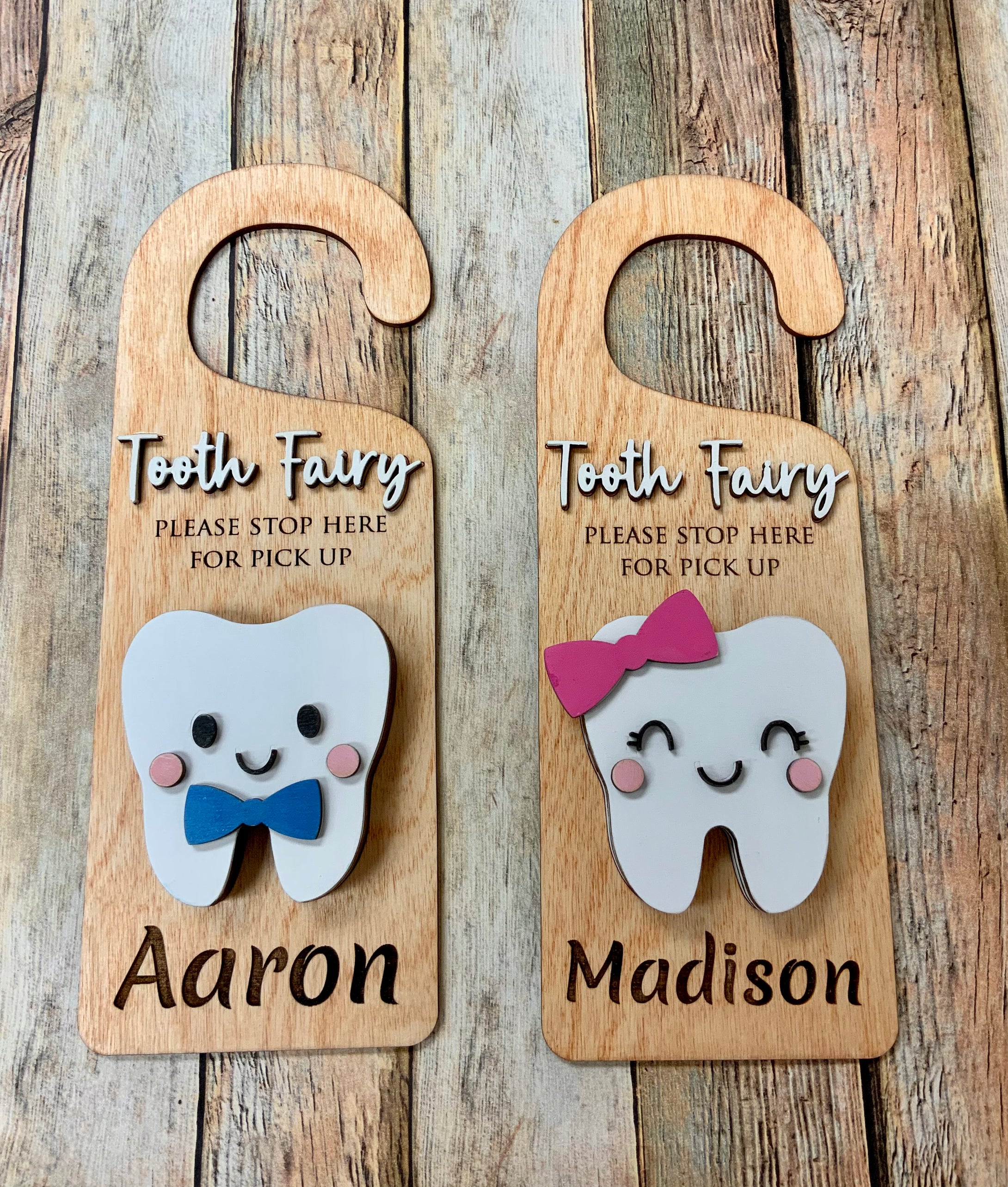 Tooth Fairy Please Stop Here Door Hanger with Tooth Pocket for Gift or Money