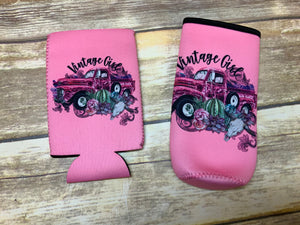 Vintage Girl with Truck and Succulents Pink Neoprene Collection