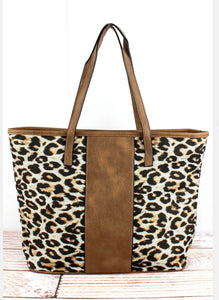Canvas and Faux Leather Shopping Tote
