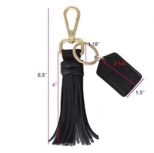 Monogram Faux Leather Tassel Keychain (Blank)