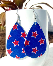 Faux Leather Earrings Patriotic/Star Spangled Collection (Red White and Blue)