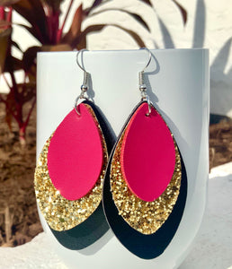 Faux Leather Earrings Layered Collection