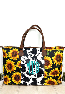 Sunflower and Black Cow Weekender with Shoulder Stap