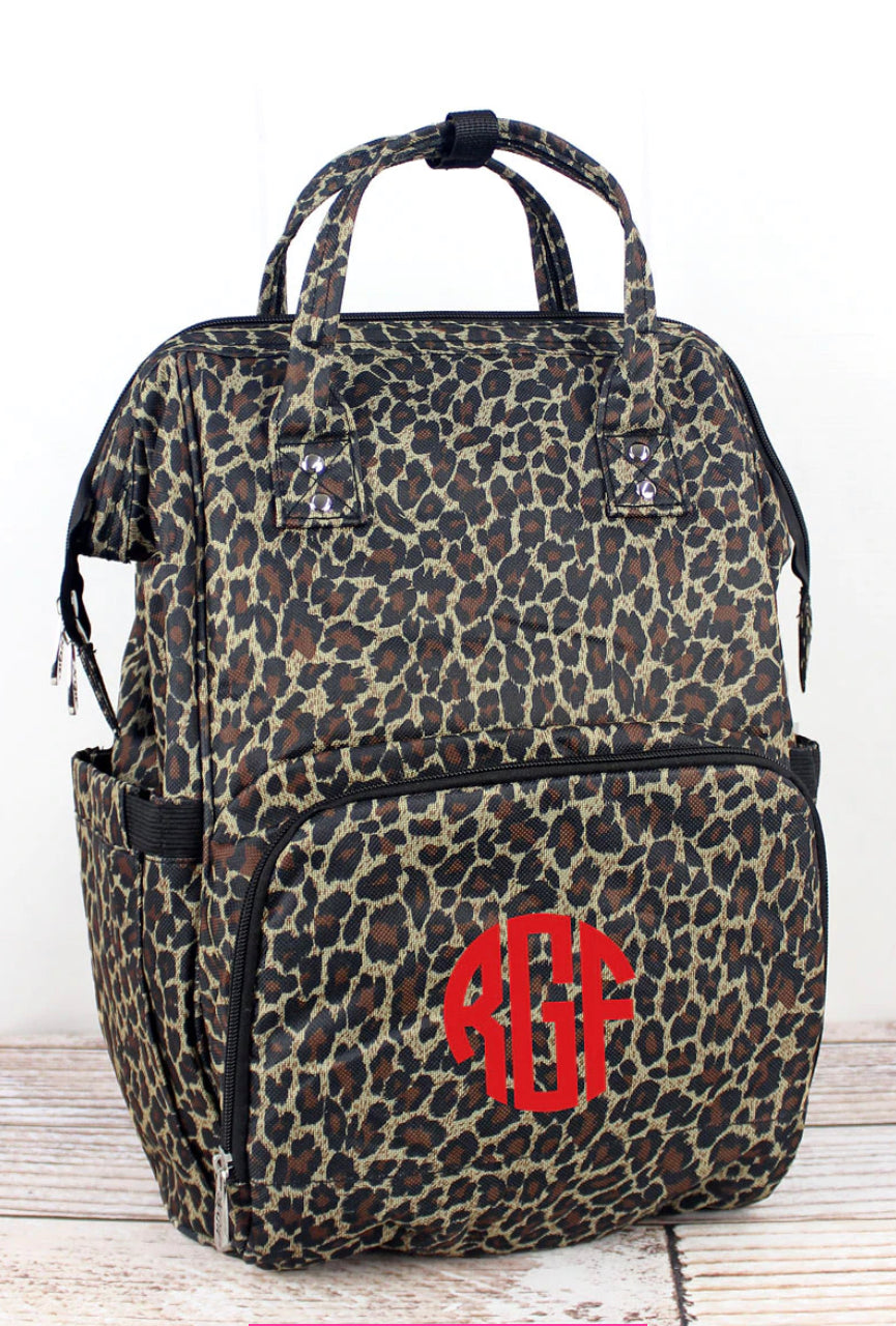 Leopard on The Run Diaper Bag Back Pack (High Quality Canvas)