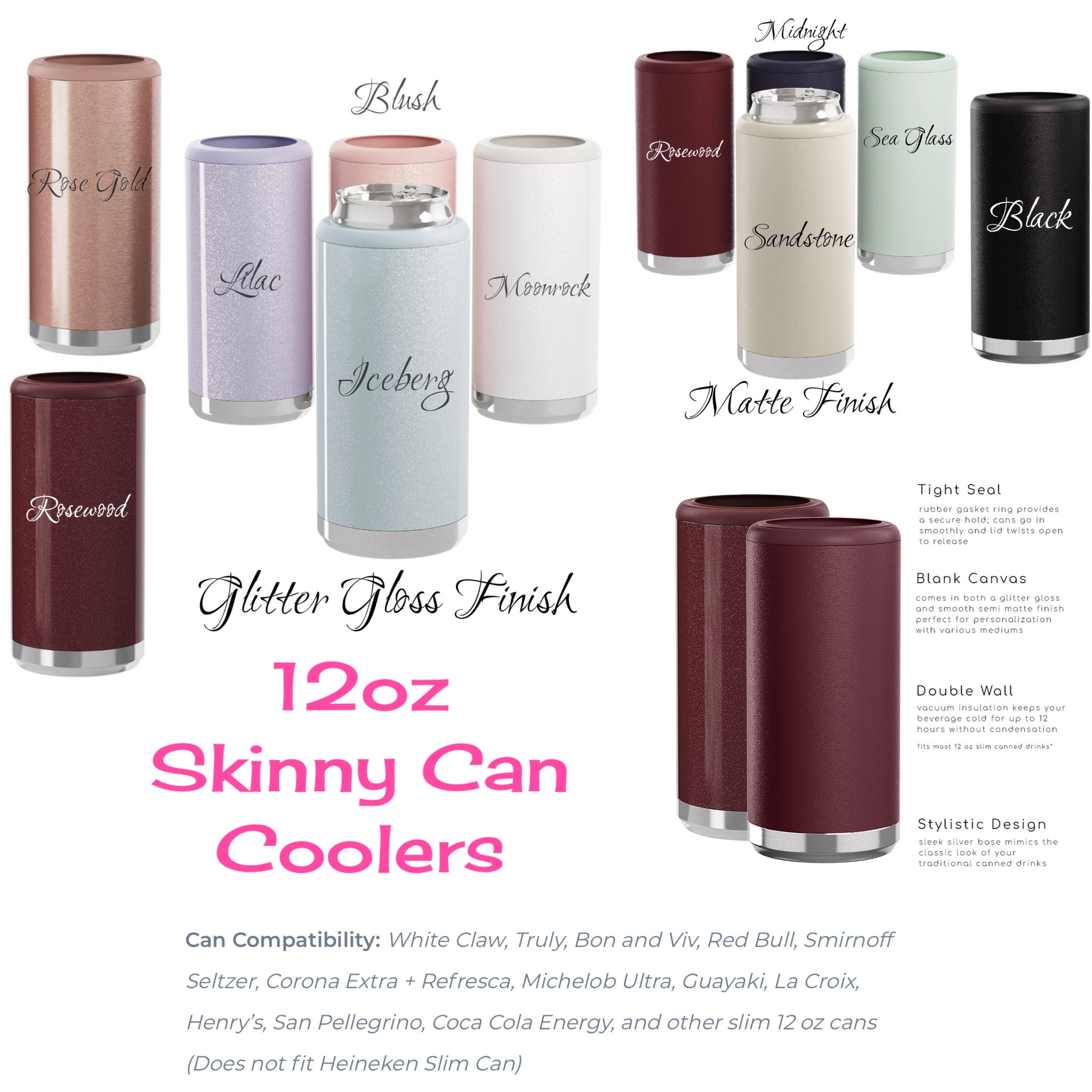 Stainless 12oz Blank Skinny Can Coolers/Koozie – Saltwater and Sunshine  Boutique