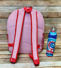 Red and White Seersucker Stripe Backpack (American Dream)