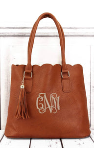 The Cameron Faux Leather Scalloped Tote