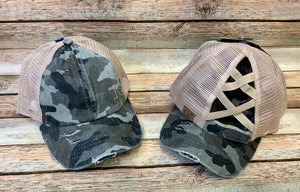 Criss Cross Distressed Pony Tail Caps (Authentic CC Brand)