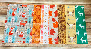 Fall 10x13 Poly Mailer Sample Collection (Fall Leaves, Pumpkins, Ombre Arrows, Deer, Leopard, Steer Skull and Fox)