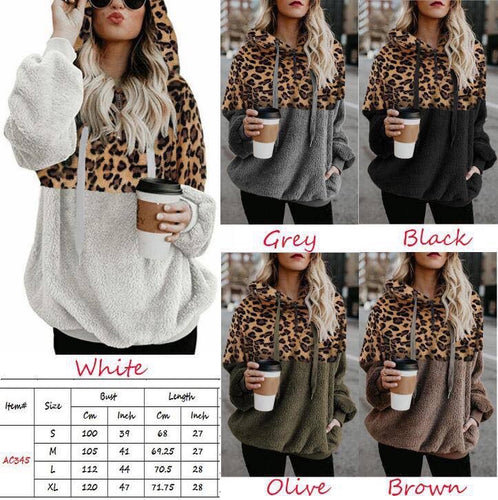 Leopard Soft Sherpa Hooded Pullover