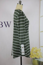 Long Sleeve Stripe Tunic with Lace and Buttons on the Back