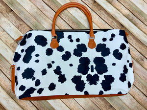 Black and White Cow High Quality Microsuede Weekender 29x16x8