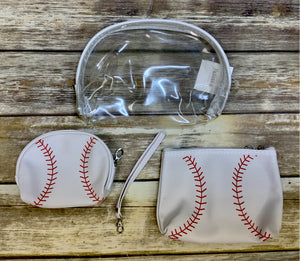 Sports (baseball, softball and soccer) 3 pc Accessory/Travel Pouch set with a 6 in detachable strap.