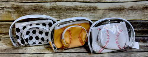 Sports (Baseball, Softball and Soccer) 3 pc Accessory/Travel Pouch set with a 6 in detachable wrist strap.