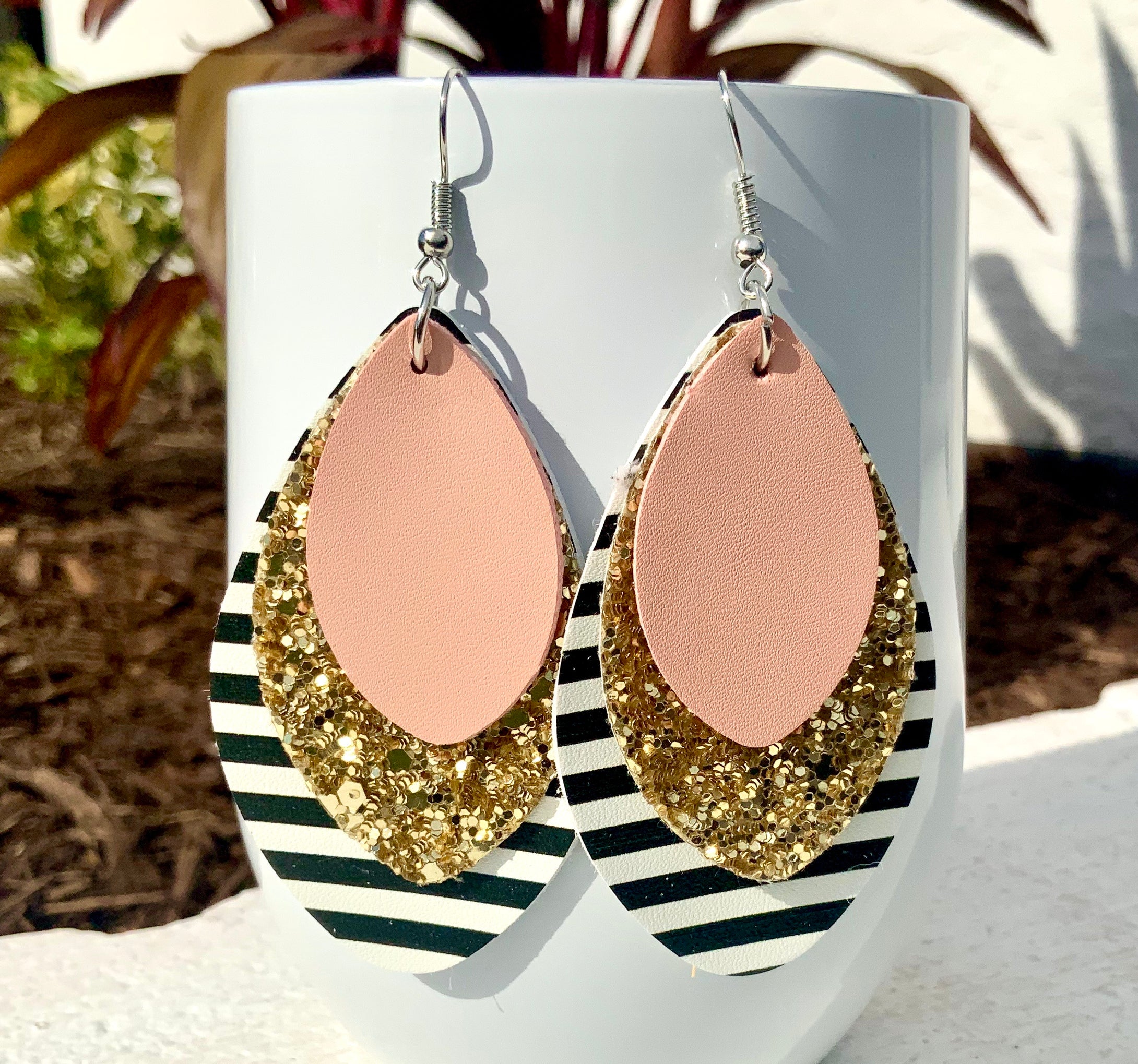 Faux Leather Earrings Layered Collection