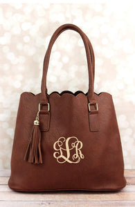The Cameron Faux Leather Scalloped Tote