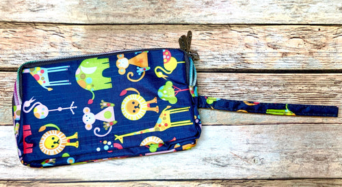 Multi Pocket Wallet/Wristlet with Rainbow Zipper