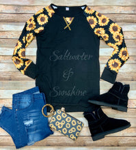 High Quality Raglan Style Printed Sleeve Sunflower, Buffalo Plaid and Leopard