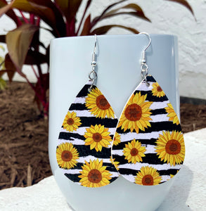 Sunflower Faux Leather Earrings Collection Double  Sided
