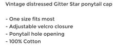 Vintage Distressed Glitter Star Ponytail Caps (Authentic CC Caps)