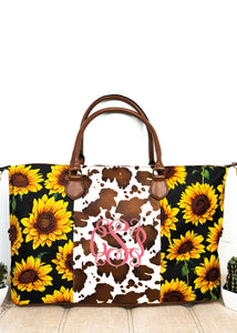 Sunflower and Brown Cow Weekender with Shoulder Strap