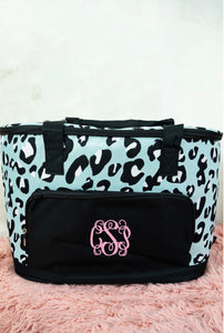 Tiffany Blue Leopards Cooler Tote with Lid