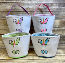 Unicorn Bunny Easter Basket with Split for Monogram or Name