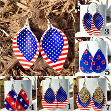 Star Spangled Cutie Faux Leather Earrings  (Red White and Blue)