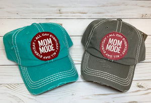 All Day Every Day Mom Mode Embroidered Patch Distressed Baseball Style Cap