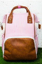 Pink Seersucker Diaper Bag Back Pack (High Quality Canvas NGIL Brand)