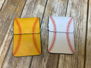 Cell Phone Cross Body Faux Leather Bag (Baseball, Softball and Flag)